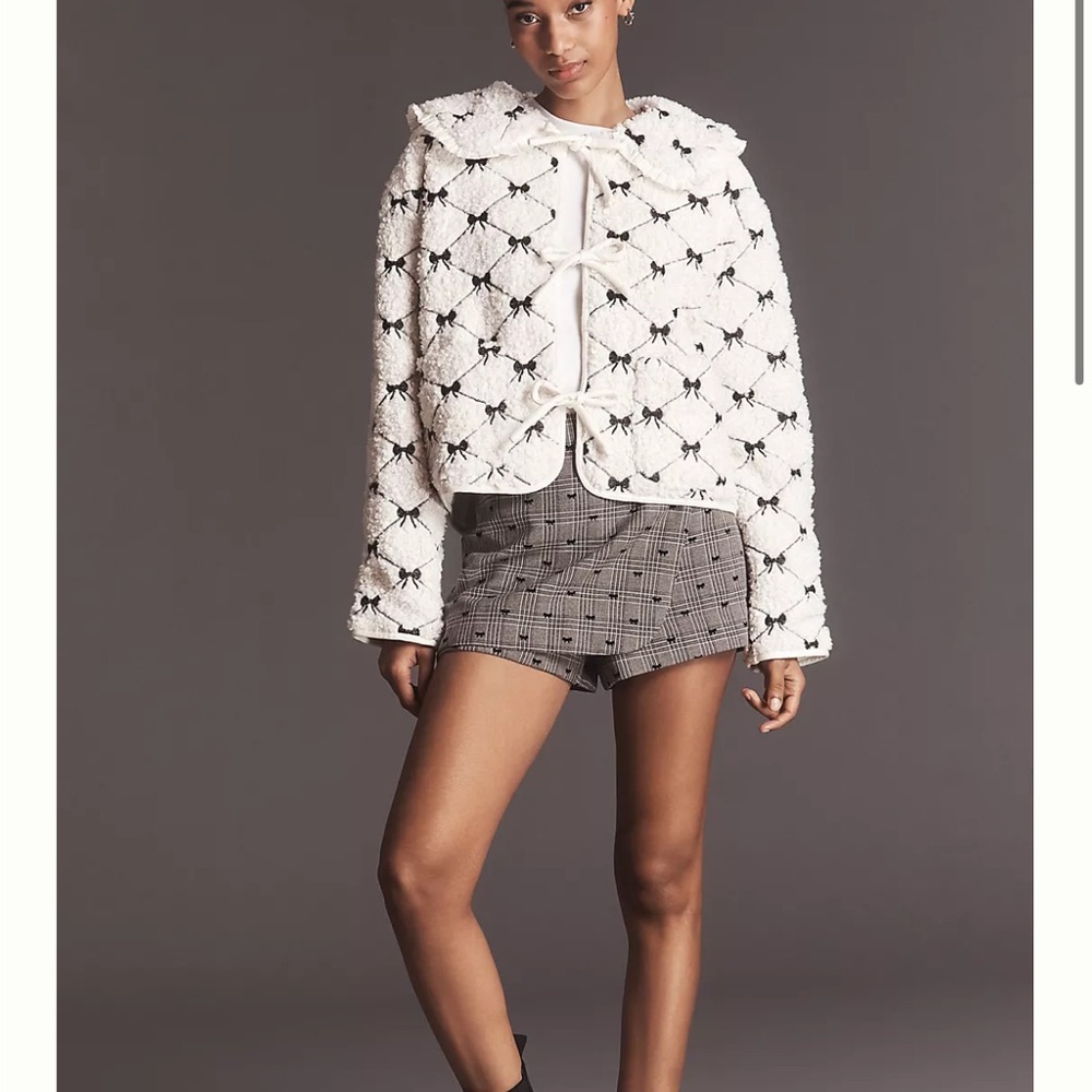 Anthropologie Chic White and Black Teddy Jacket